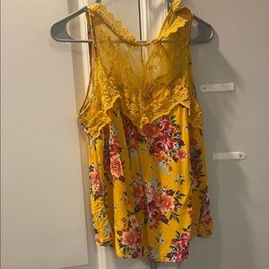 No Boundaries Yellow Floral Lace Blouse